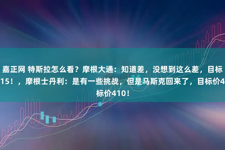 嘉正网 特斯拉怎么看？摩根大通：知道差，没想到这么差，目标价115！，摩根士丹利：是有一些挑战，但是马斯克回来了，目标价410！