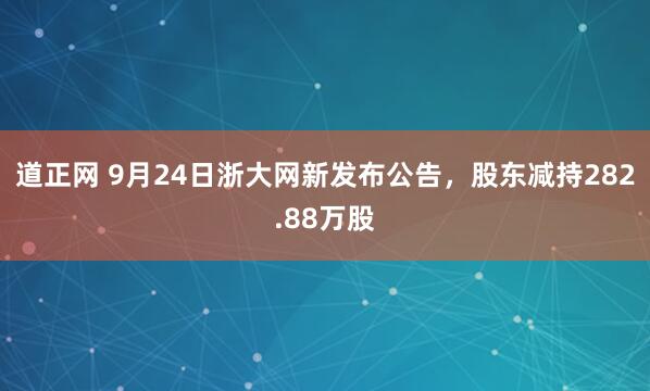 道正网 9月24日浙大网新发布公告，股东减持282.88万股